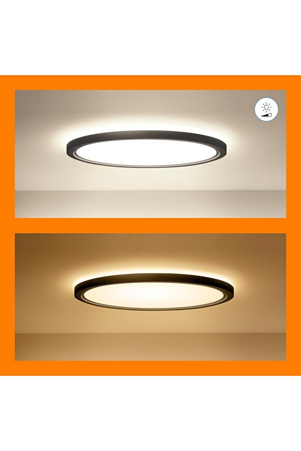 SuperSlim 22W Siyah Sıva Üstü RGB Akıllı LED Yuvarlak Panel Tavan Armatürü 42 cm çapında 2600 Lumen - 5