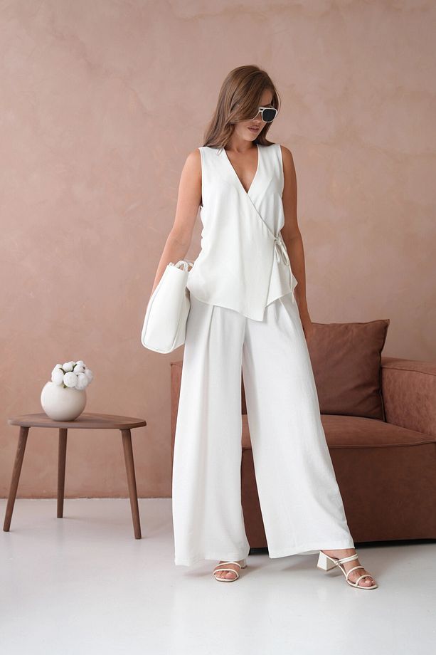 Bluz Pantolon İkili Keten Takım - 4