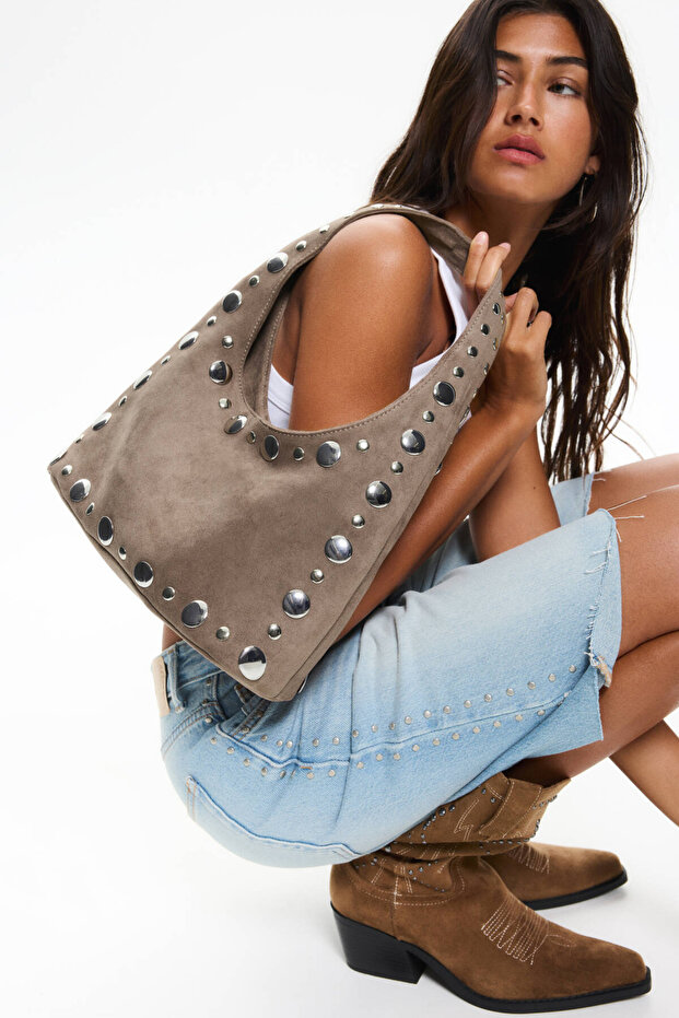 Metal detaylı omuz çantası - 1