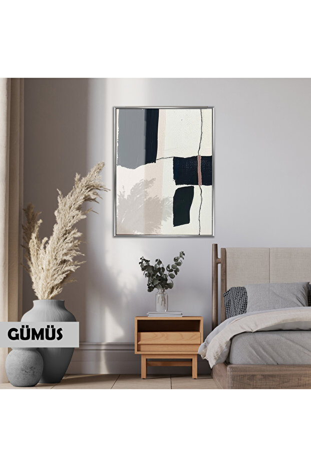 Amazing | Abstract | 02 Black-Grey Color Model | Framed Tempered Glass Table Single Vertical