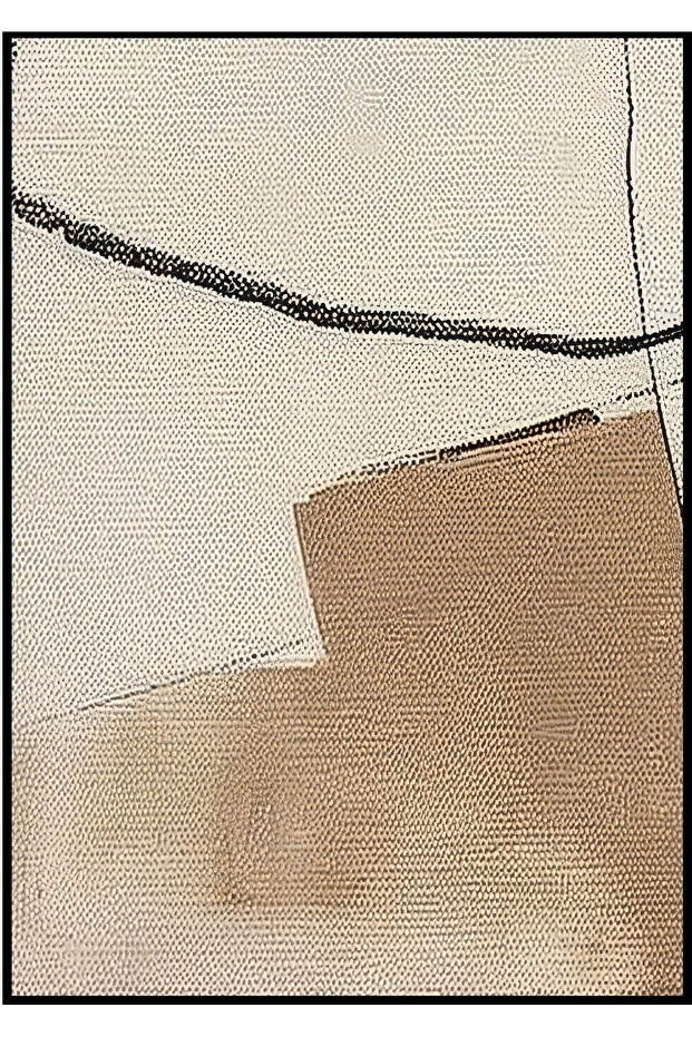 HARİKABİREV|SOYUT|BEJ-EKRU ABSTRACT MODEL 01|ÇERÇEVELİ TEMPERLİ CAM TABLO TEKLİ DİKEY - 2