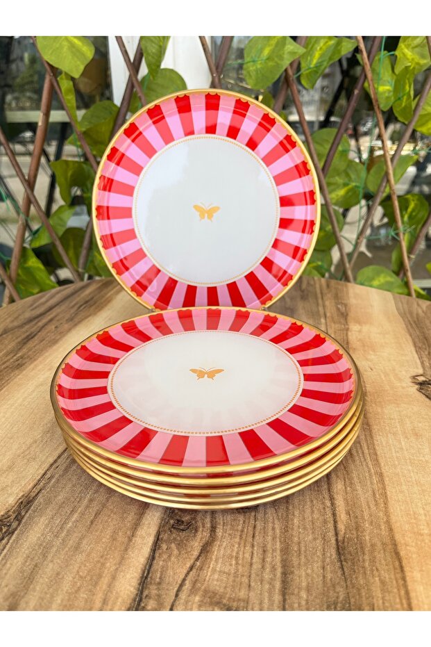 Pembe kelebek pasta tabağı 6 prç - 2