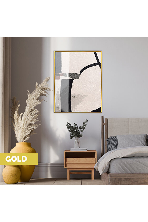 Amazing | Abstract | Cream Black Patterned Pattern | Framed Tempered Glass Table Single Vertical