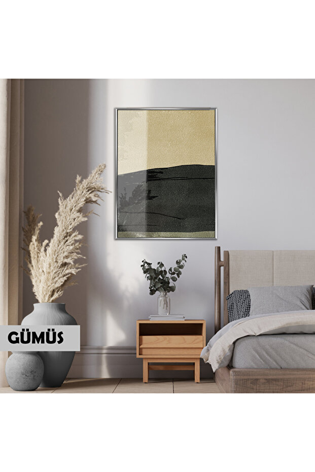 Amazing | Abstract | Soft Green Black Abstract 02 | Framed Tempered Glass Table Single Vertical