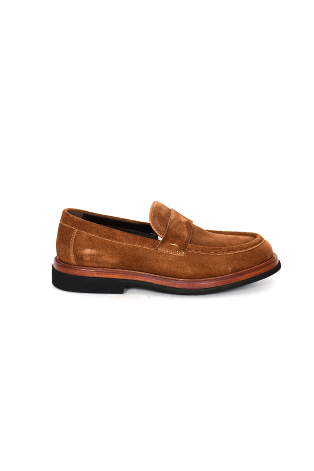Genuine Suede Leather Brown Loafer Men's Shoes (No 39-44) - 3524