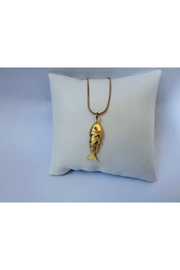 Steel Swinging Fish Necklace