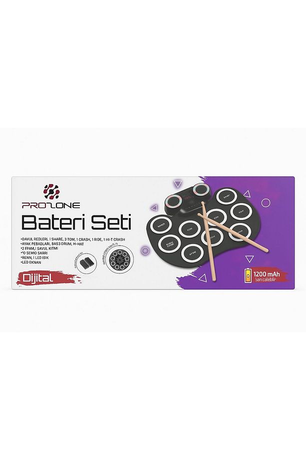 Dijital Şarjlı Bas Bateri Davul Elektronik Roll Up Drum Taşınabilr Silikon - 1