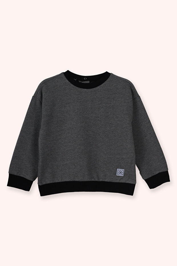 Baby Boy Round Neck Anthracite Sweatshirt