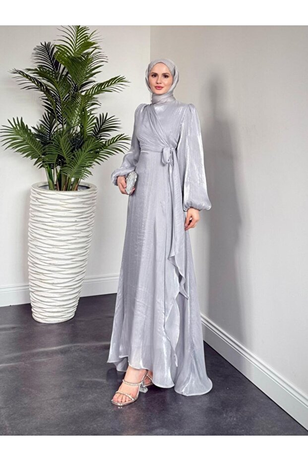 Yandan Tie-Up Organza Evening Dress
