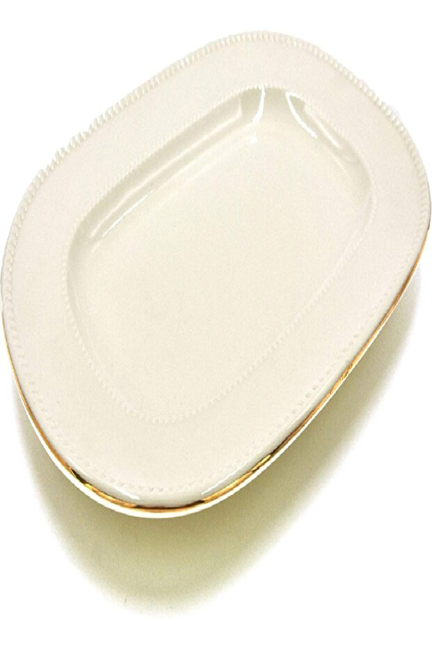 Oval Platter Plate 33 cm – Gold & White