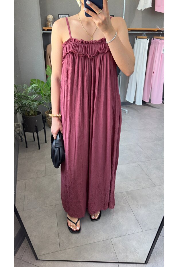 İp Askılı Uzun Elbise - 7