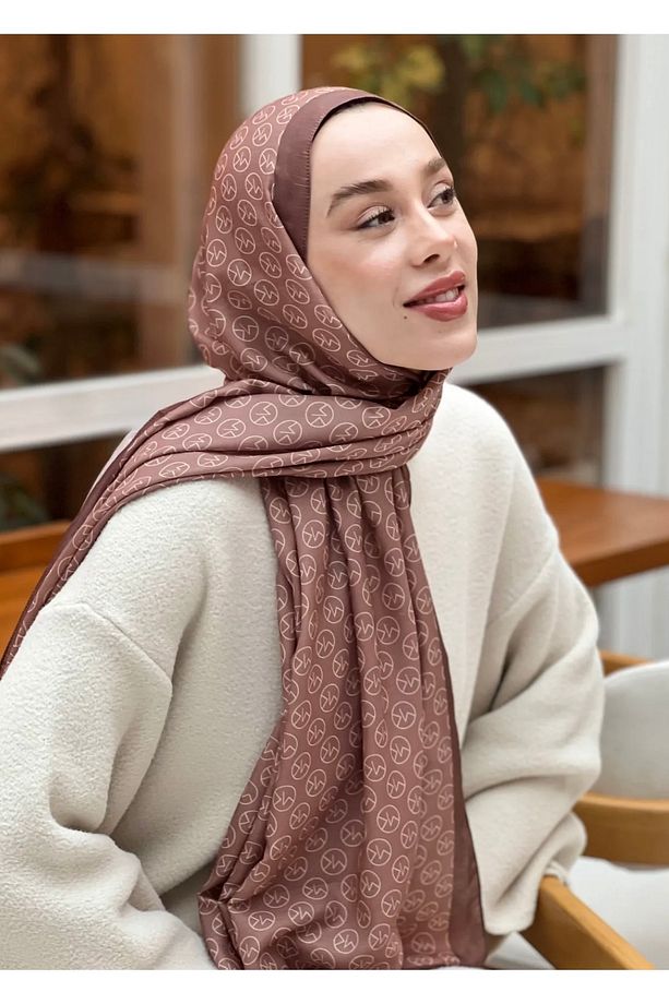 MK desen kahverengi pamuk Soft şal - 1