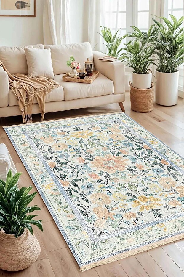 Çiçek Baskılı Dokuma Taban Halı 203 YNG - 2