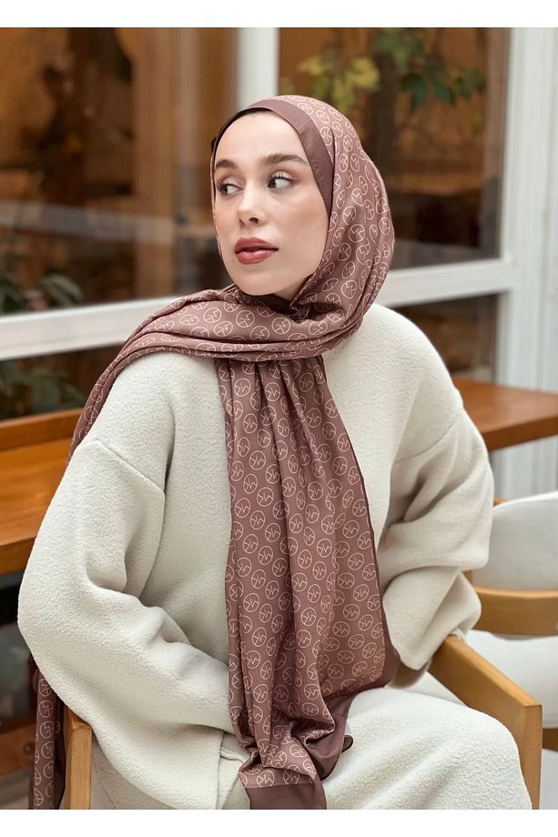 MK desen kahverengi pamuk Soft şal - 2