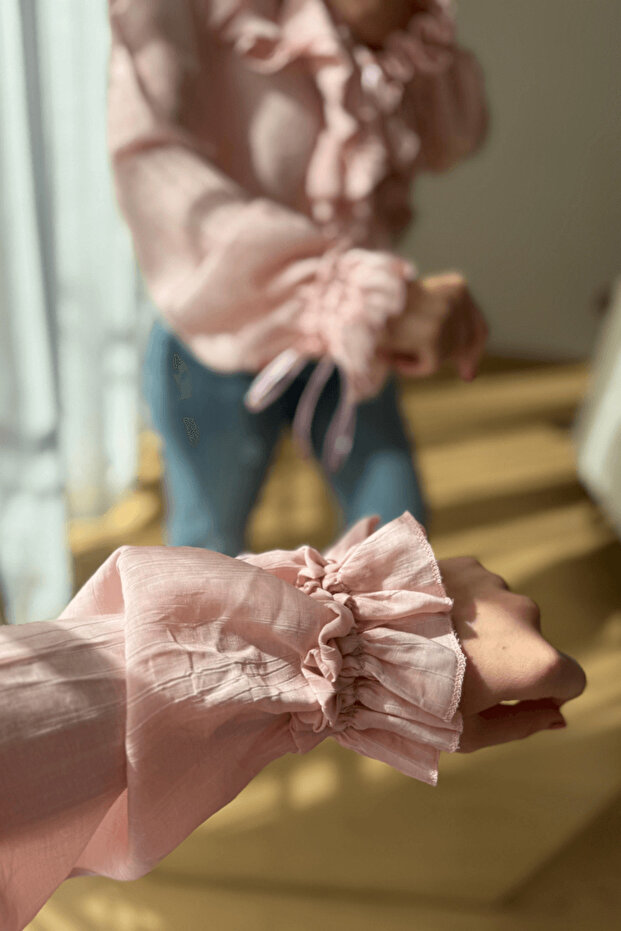 Pembe Fırfırlı İsveç Gömlek - 3