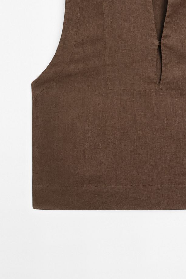Blouse with seam detail, 100% linen - 7