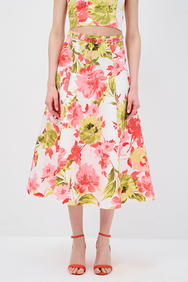 Mert Aslan Yüksek Bel Desenli Etek - 2