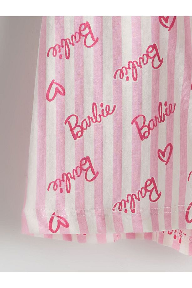 Yeni Sezon Gomlek Yaka Barbie Desenli Kiz Cocuk Sortlu Pijama Takimi - S5FK20Z4 - 6