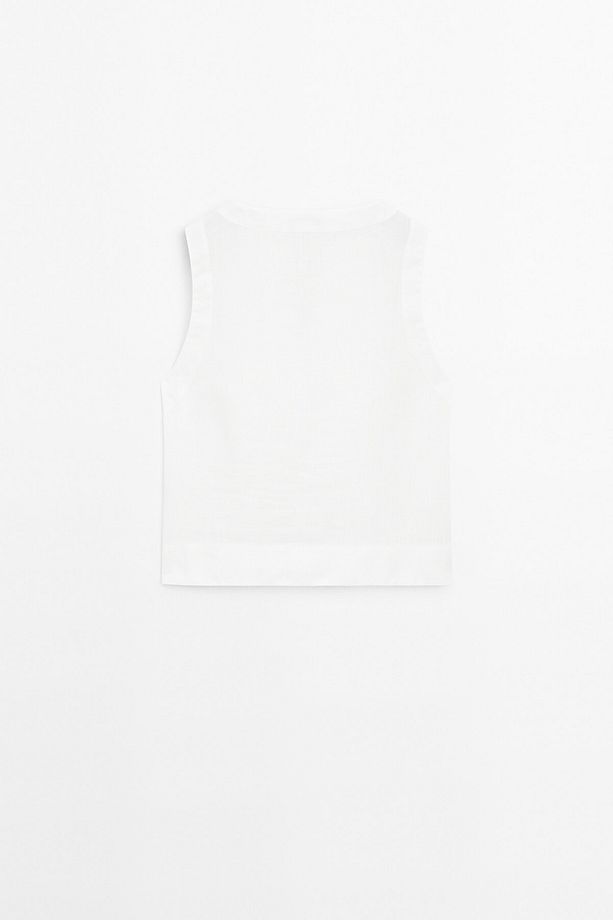 Blouse with seam detail, 100% linen - 8