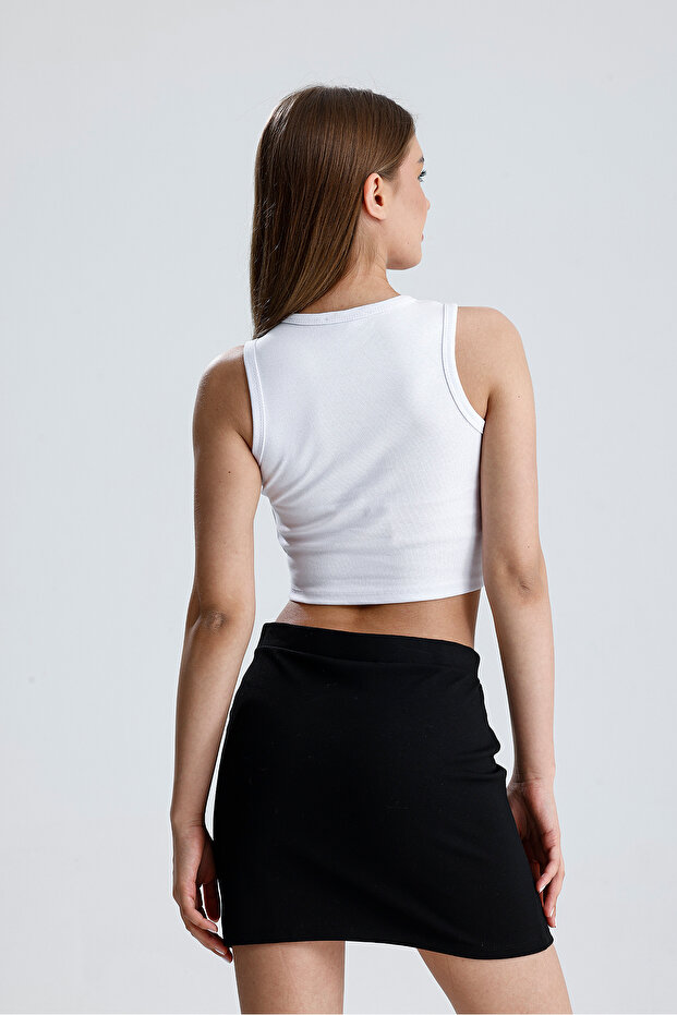 Kadın Taşlı Örme Crop - 7