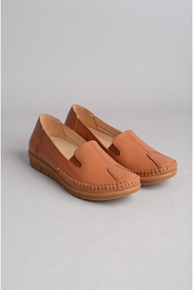 Seç N134-1 Genuine Leather Anatomic Women's Shoes Taba