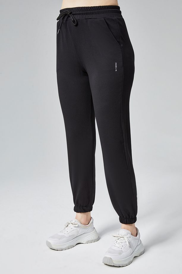 Kadın Siyah Modal Kumaş Lastikli Paça Tek Alt Jogger Pantolon - 6