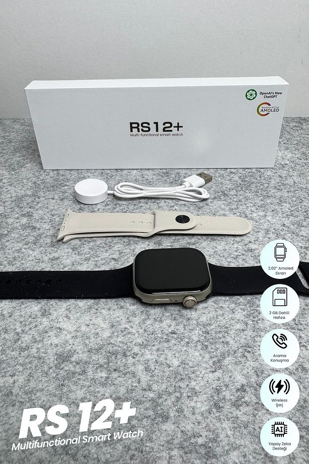 Watch10 RS12+ Akıllı Saat Iphone Uyumlu Ve Android Tüm Telefonlara Uyumlu Smartwatch ChatGPT 2GB RAM - 7