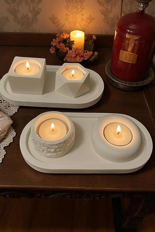 4' lü Tealight Mumluk Seti- Dekoratif, Hediyelik - 1