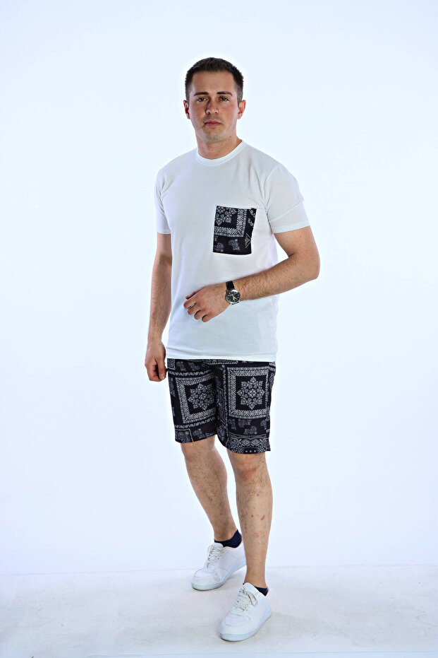 Bandana Shorts Set White