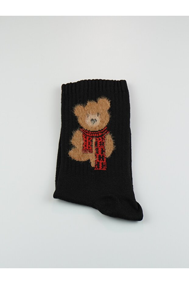 جوارب قطنية منقوشة على شكل تيدي بير 2 أزواج - 2