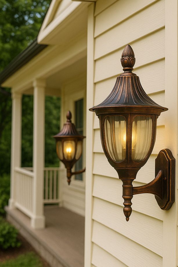 232Lamp Rustik Bakır Eskitme Bahçe Veranda Duvar Fener Dış Mekan - 1