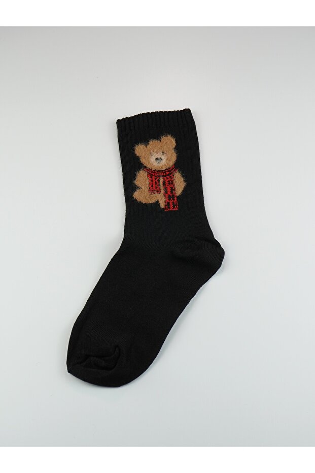 جوارب قطنية منقوشة على شكل تيدي بير 2 أزواج - 1