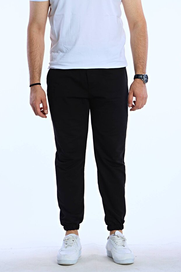 Compact Tracksuit with Elastic Legs Black