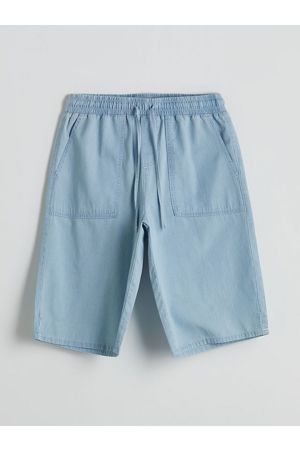 Beli Lastikli Standart Fit Kadın Jean Şort - 5