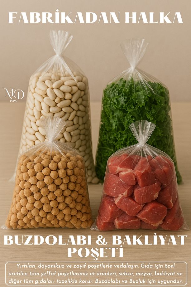 2 KG Büyük Boy | Lazer Kaynaklı Şeffaf Gıda Poşeti – Donmaya Dayanıklı ve Sağlam - 4
