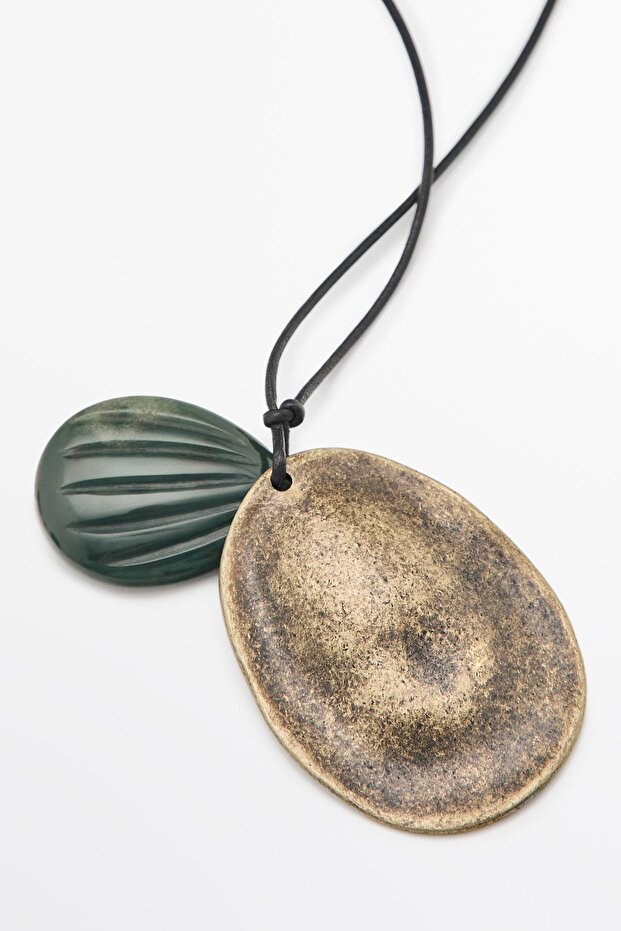 Oval metal parçalı kolye - 3