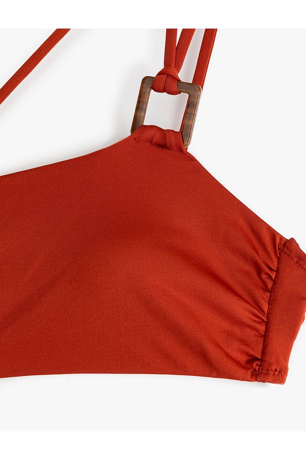 Hafif Destekli Aksesuarlı Tek Omuz Bikini Üstü - 2