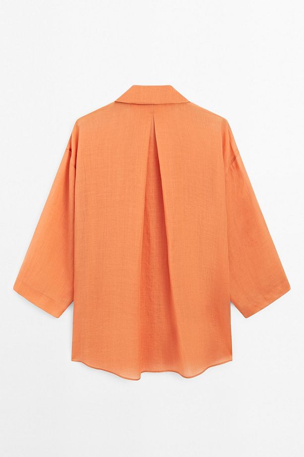Oversize rami karışımlı gömlek - 8