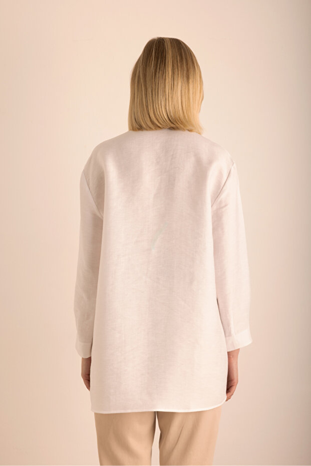 Hakim Yaka Keten Bluz - 6