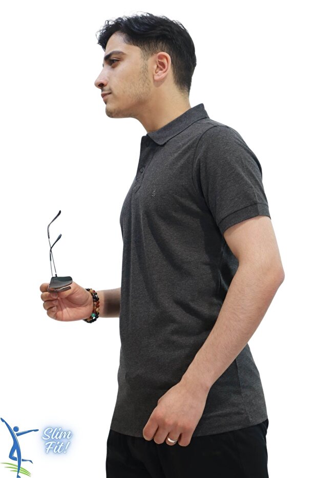 Men's Slim Fit Slim Fit Cotton Soft Texture Breathable Fabric Anti-Curling Collar Khaki Polo Collar T-Shirt