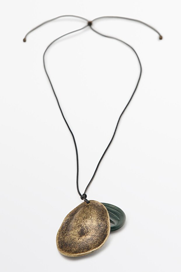 Oval metal parçalı kolye - 2