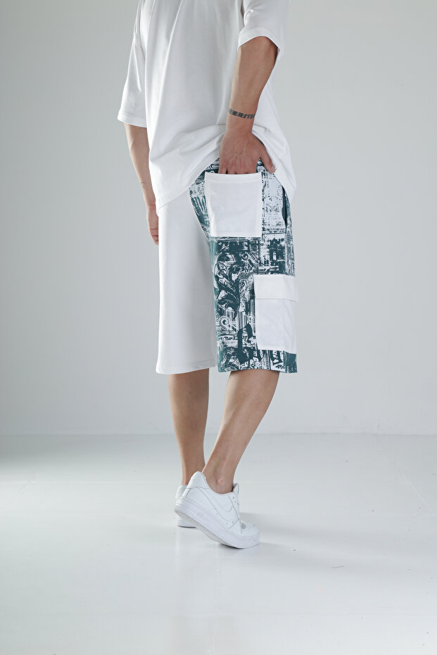 تصميم منقوش شورت أبيض - 3