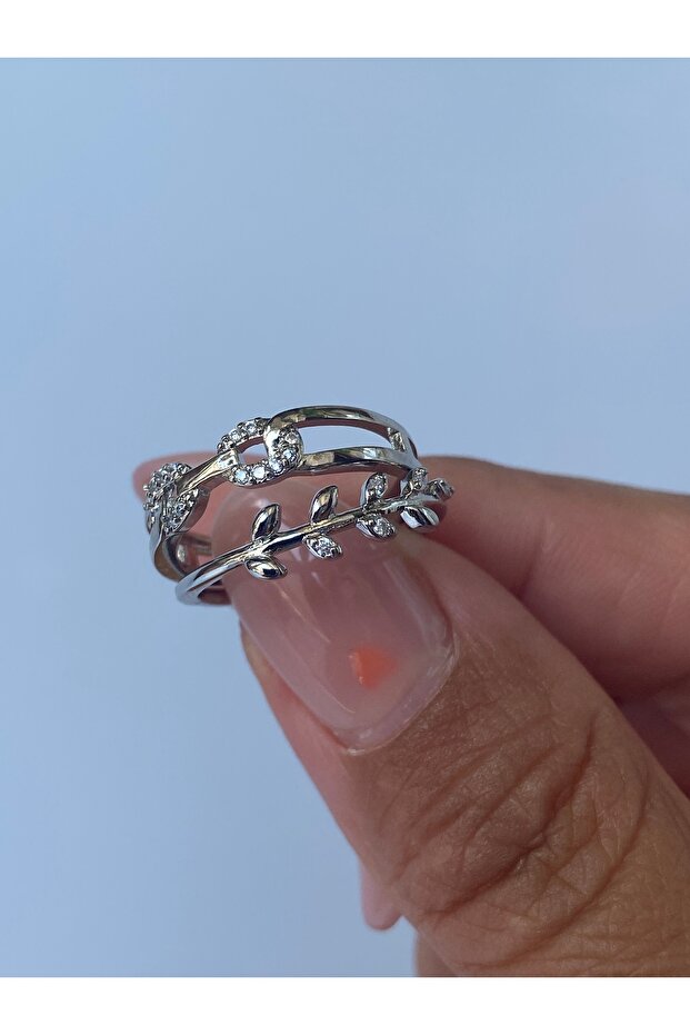 طقم خواتم مزدوجة لون فضي قابل للتعديل - 8