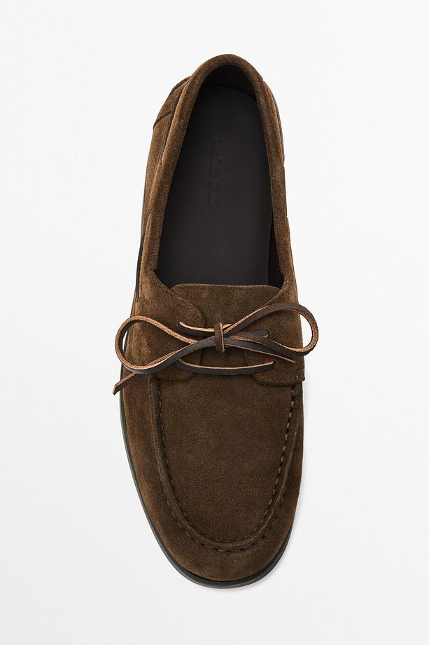 Split suede deck shoes with moc toe - 3