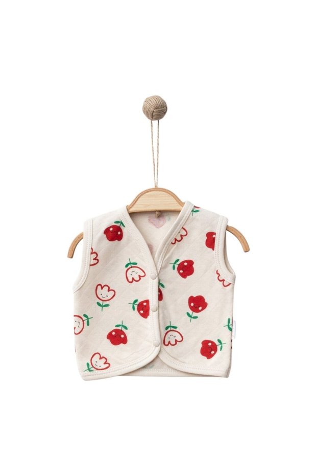 New Born Baby Girl 0-3-6-9-12 Months Tulip Printed Detailed Vest