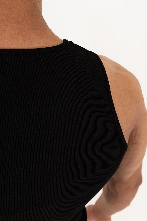 Erkek Beyaz Ribana Fitilli Atlet – Yazlık Slim Fit Basic Atlet - 7