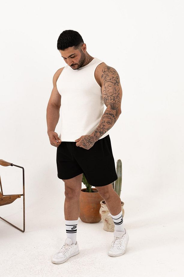 Erkek Beyaz Ribana Fitilli Atlet – Yazlık Slim Fit Basic Atlet - 4