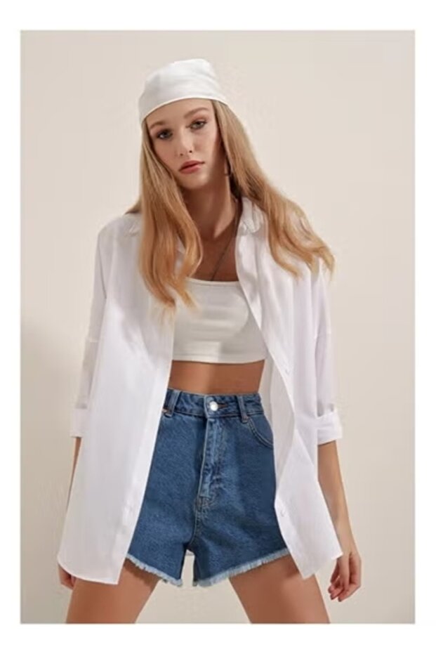 قميص أساسي طويل كبير الحجم - 1