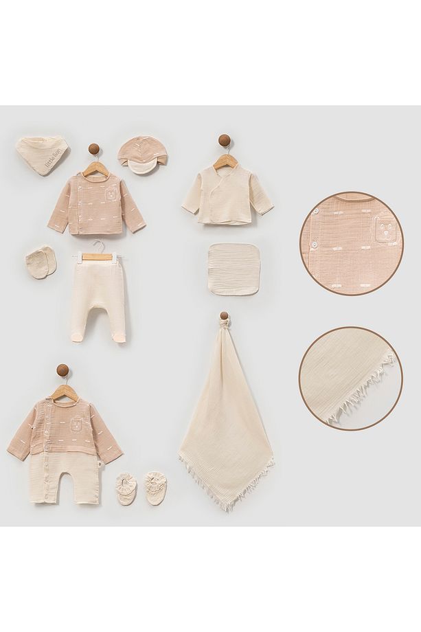 BEBLY KIDS ERKEK 0-3 AY LION NAKIŞ MÜSLİN 10LU SET - 1