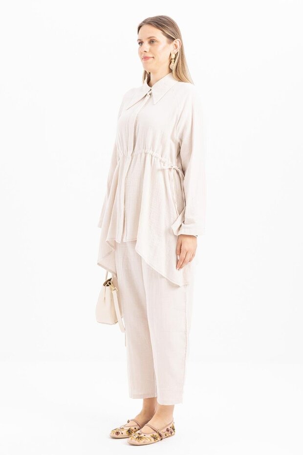 Stone-Asymmetrical Cut Patch Shirt - 3